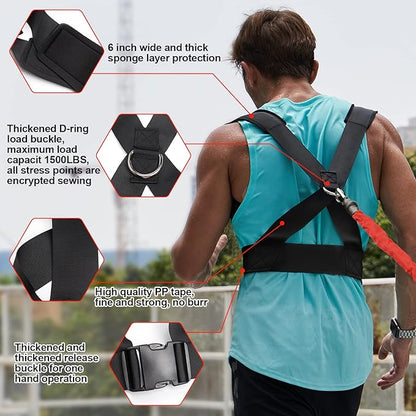 Resistance Running Training Bungee Band, Bungee Resistance Cord Set, Long Resistance Band, Lateral Movement Sprint Overspeed Training Fitness for Fast
