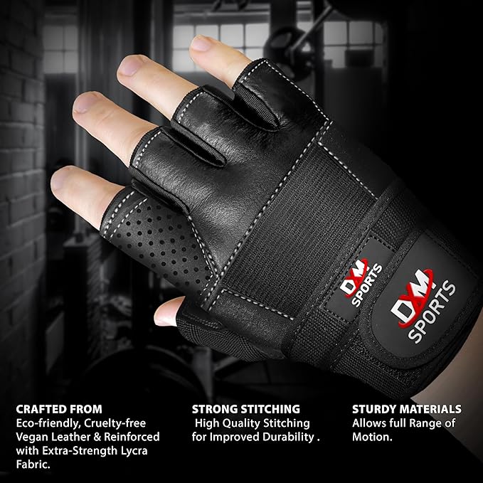 DXM SPORTS Weight Lifting Gym Workout Gloves with Wrist Wrap Support for Men & Women, Full Palm Protection Exercise Gloves for Weightlifting, Training, Fitness, Hanging, Pull ups