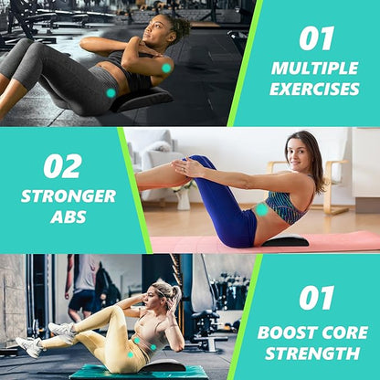 Elite Sportz Equipment Ab Mat with Resistance Band | High Density Foam Mat for Abs, Non Slip Curved Core Trainer for Sit Ups, Crunches & Back Support | Ab Workout Equipment for Home & Gym Training
