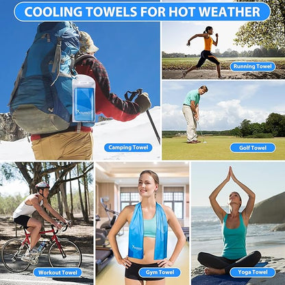SYOURSELF Cooling Towel, Cooling Towels for Neck,40" x 12"Ice Towel for Instant Cooling Relief, Soft Breathable Chilly Towel, Perfect Yoga, Golf, Sports, Gym, Workout, Athletes Towel (1PC-Gblue)