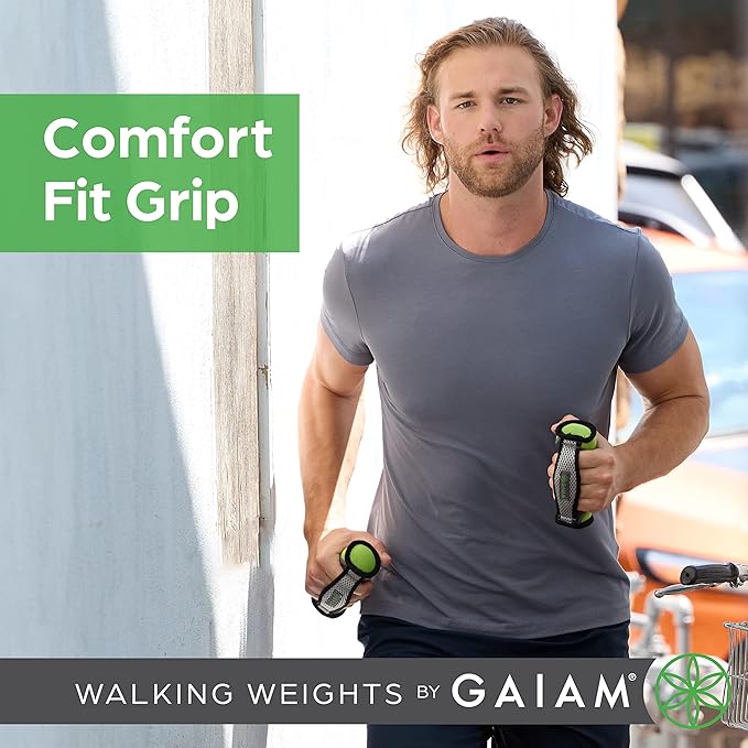 Gaiam Hand Weights for Women & Men Soft Dumbbell Walking Hand Weight Sets with Hand Strap