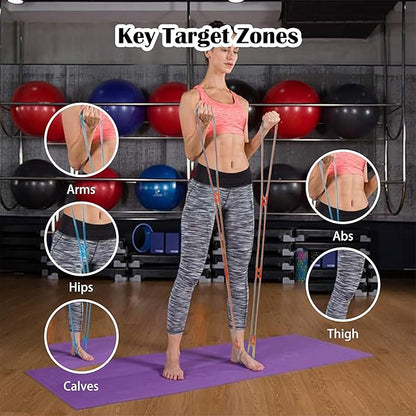 7 Ring Adjustable Loop Resistance Bands for Working Out Walk at Home，Workout Bands Exercise Stretch Band for Women&Men Fitness, Yoga, Pilates-Non-Slip, Durable Rubber, Home/Gym Use