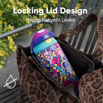 ENCOOL Leakproof Insulated Water Bottle with Straw Dual-Sip Water Bottle Bag-Safe Design for Work, Commute & Gym – Keeps Drinks Cold All Day, 24 oz, Vibe Spice