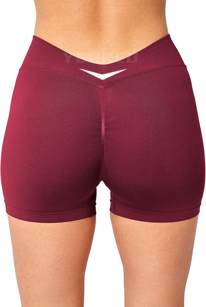 YEOREO Workout Scrunch Shorts Women V Back Gym Butt Lifting Liz High Waisted Seamless Shorts