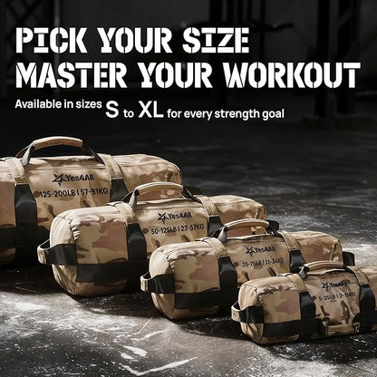 Yes4All Sandbags for Working Out, Adjustable Sand Bags for Weight Training with Handles, Multiple Colors & Sizes 5-200lbs