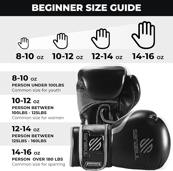 Sanabul Essential Gel Boxing Gloves for Men & Women, Kickboxing MMA, Muay Thai Gloves and Heavy Bag Training Punching & Sparring