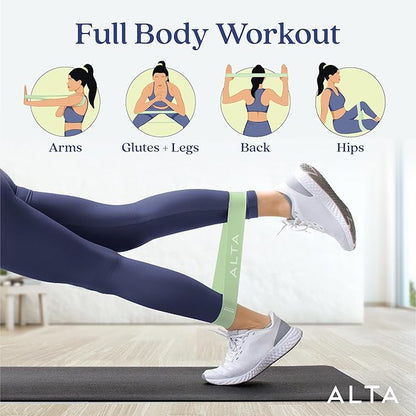 ALTA Mini Loop Bands for Exercise - Premium Durable Latex - Small Resistance Bands for Women, Booty Bands for Working Out, Leg Stretch Loops for Physical Therapy, Pilates Exercise Mini Bands Set