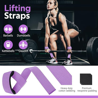 WALITO 8Pcs Barbell Pad Set for Hip Thrust - Squat Pad,Gym Accessories for Women with Bar Bad,Bench Press, with Gym Ankle Straps,Resistance Bands for Working Out,Lifting Strap,Carry Bag