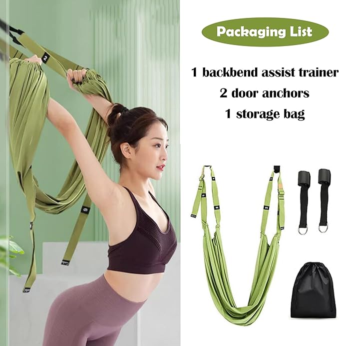 Waist Back Leg Stretch Strap Yoga Fitness Stretcher Back Bend Assist Trainer Waist Flexibility Equipment Over Door Yyoga Sstrap for Pilates, Dancing, Gymnastics Training Belt with Door Anchor
