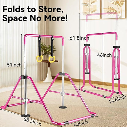 Kids Gymnastics Bar Gymnastic Equipment for Home Adjustable Height Gymnastic Training Bar Gymnastic Stuff for 3-7 Years Old Girls