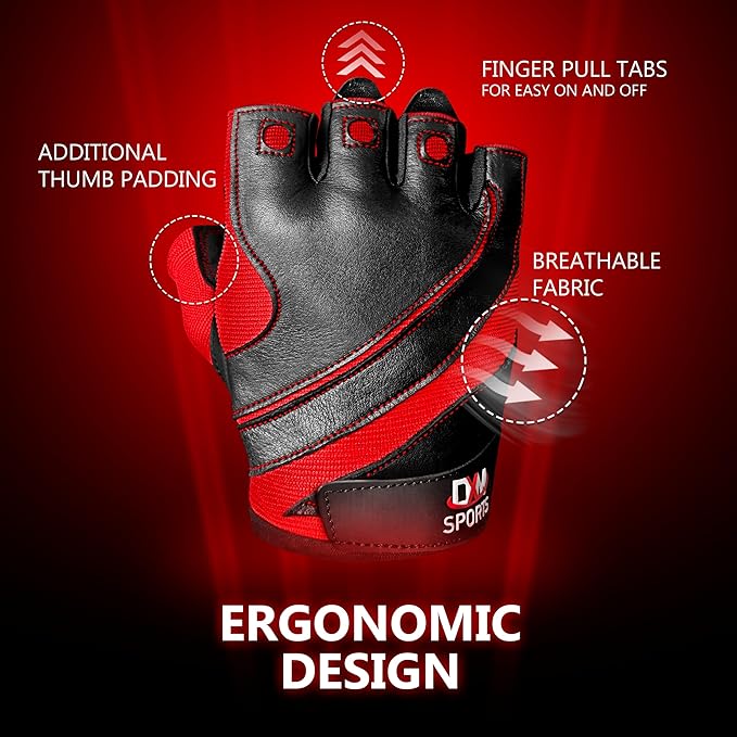 DXM SPORTS Workout Gloves for Men, Gym Weight Lifting Gloves with Wrist Support - Breathable, Anti-Slip Gloves for Exercise, Fitness, Cycling, Training, Outdoor Sports