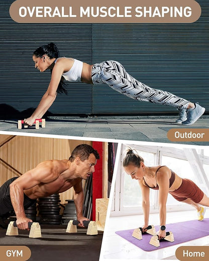 Wood Push Up Bars, Non-Slip Calisthenics Equipment for Strength Training, Solid Wood Calisthenics Bars & Parallettes Bars, Push Up Handles for Floor Exercises