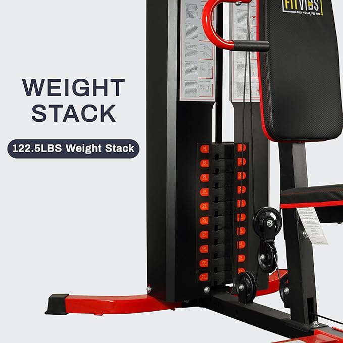 Fitvids Multifunctional Home Gym Equipment with 160 lbs Weight Stack, Full Body Workout Weight Machine, Strength Training Exercise Equipment with Pulley System & Leg Press, All-in-One Workout Station
