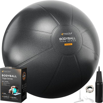 MANTRA SPORTS Exercise Ball – Yoga Ball for Pilates & Fitness - Birthing for Pregnancy, Stability, Core, Balance, Therapy for Physical Rehab, Workout for Home Gym & Office Chair, Fast Pump Included