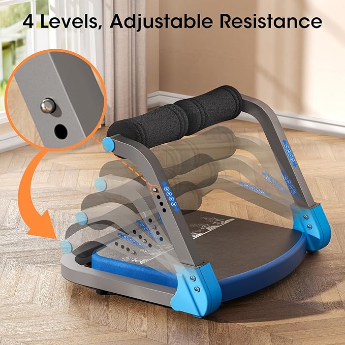 Ab Machine Ab Trainer - Sit Up Exercise Equipment& Core Machine, 4 Level Adjustable Resistance, Foldable Ab Crunch Machine for Home Gym Stomach Workouts