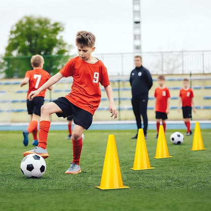 12 Inch Durable Cones,12pcs Versatile Plastic Traffic Cones and Soccer Cones for Sports Training,Agility Drills,Parking Safety,Basketball Training,Football Training.