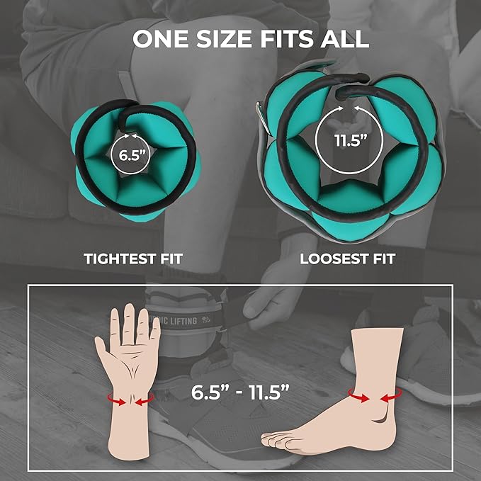 Nordic Lifting Adjustable Ankle Weights for Women & Men – 1 Pair (2–10 lbs) Wrist, Arm & Leg Weights for Gym, Yoga & Home Workouts – Secure Fit Strap Design – Durable Fitness Training Equipment