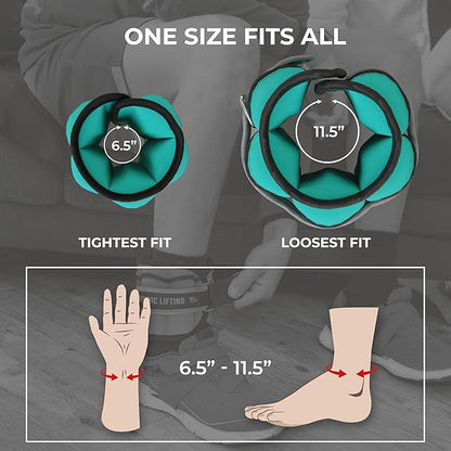 Nordic Lifting Adjustable Ankle Weights for Women & Men – 1 Pair (2–10 lbs) Wrist, Arm & Leg Weights for Gym, Yoga & Home Workouts – Secure Fit Strap Design – Durable Fitness Training Equipment
