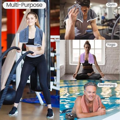 Peryiter 15 Pcs Microfiber Gym Towels Set for Men and Women, Soft Be Fearless Sweat Workout Towels for Yoga Sports Exercise Fitness Bath Home Cycling Swimming Camping, 30" x 14", 5 Colors