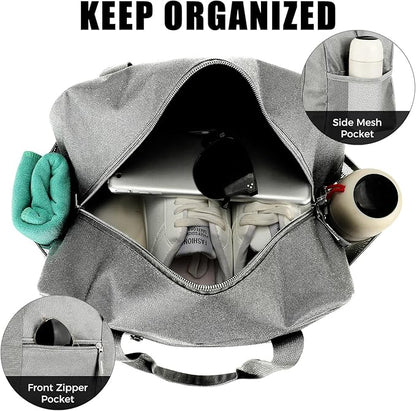 14 inch Small Gym Bag for Men & Women, Mini Duffle Bag for Travel Sports, Lightweight Carry On Duffel Bag, Grey
