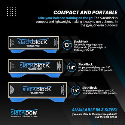 SlackBow SlackBlock Athletic Balance Trainer – Improve Balance, Stability, and Athletic Performance – Condition Your Body and Prevent Injury - Compact and Portable