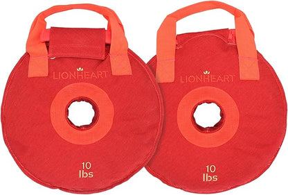 Lionheart Sand Bag Weight Plates Set | Sandbags for Working Out | Home Gym Bumper Plates | Travel-Friendly Sandbag for Fitness & Weight Training | Unfilled 10, 15, 25, 35, 45 lb Plates (Set of 2)