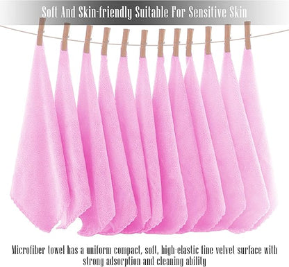 TENSTARS 12 Pack Premium Washcloths Set - Quick Drying- Soft Microfiber Coral Velvet Highly Absorbent Wash Clothes - Multipurpose Use as Bath, Spa, Facial, Fingertip Towel (Frozen Berry)