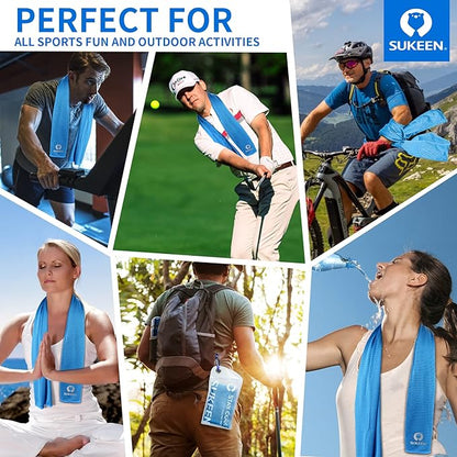 Sukeen Cooling Towel (40"x12") for Neck & Head - Soft Breathable Chilly Sweat Towel for Yoga, Golf, Gym, Camping, Running, Workout & More Activities