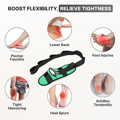 DMoose Fitness Foot & Calf Stretcher with Adjustable Padded Stretching Strap for Plantar Fasciitis, Hamstring, Heel Spurs and Achilles Tendonitis Relief - Yoga Leg Stretch Strap for Flexibility