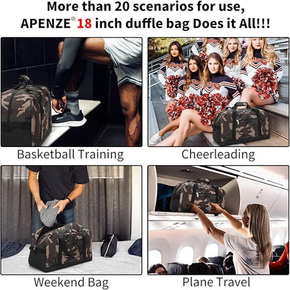 Small Gym Bag 18 inch Carry On Duffel Bag for Weekender Travel - Camouflage