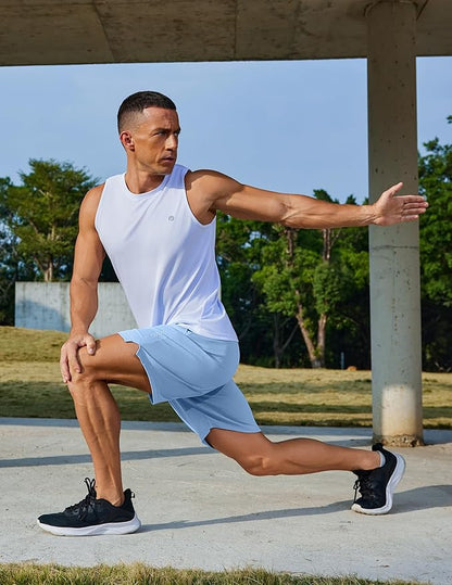 COOFANDY Mens Gym Athletic Shorts with Zipper Pockets Quick Dry 7" Workout Running Training Shorts