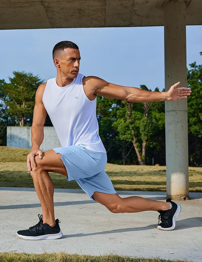 COOFANDY Mens Gym Athletic Shorts with Zipper Pockets Quick Dry 7" Workout Running Training Shorts