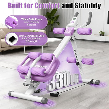 EPHESPORT Multifunctional Ab Machine, Crunch & Sit-Up Core Trainer for Stomach & Ab Workout, Adjustable & Foldable Exercise Equipment, Knee/Back Support, Full Body Workout for Home Gym