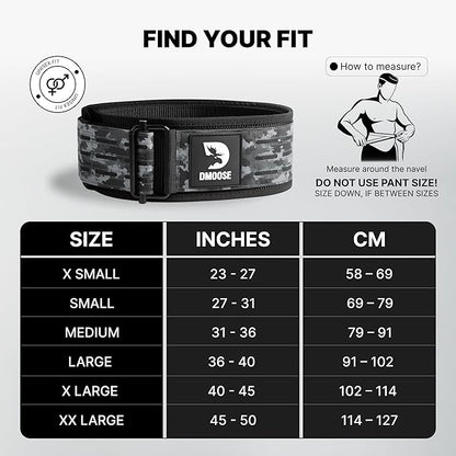 DMoose Weight Lifting Belt - Auto Locking Gym Belt for Olympic Training, WOD, Cross Training for Men and Women - 4" Nylon Workout belt with Adjustable Buckle - Provides Lumbar Support and Stability