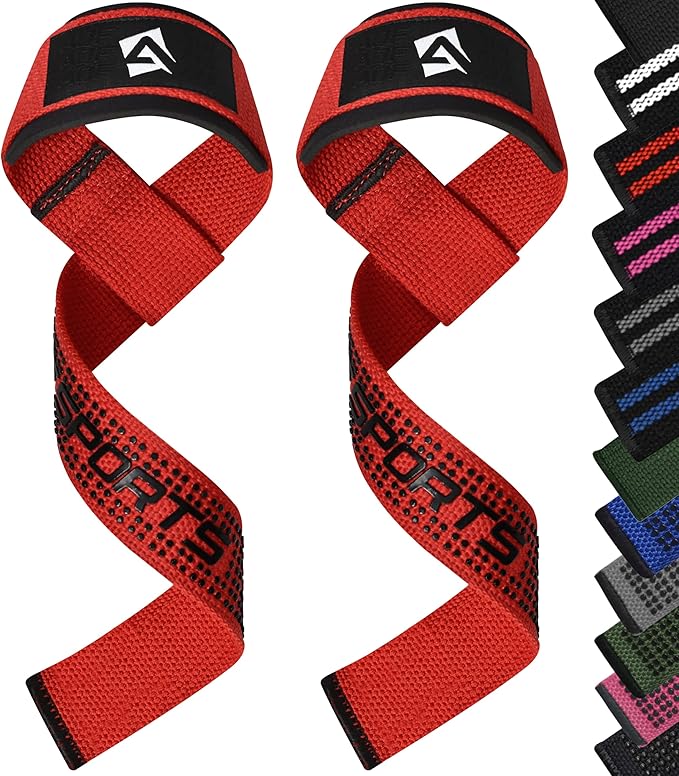 AQF Lifting Wrist Straps for Weightlifting, Powerlifting & Deadlifts – 23” Neoprene Padded Cotton Straps for Strength Training & Gym Workouts - Maximum Grip Support for Men & Women