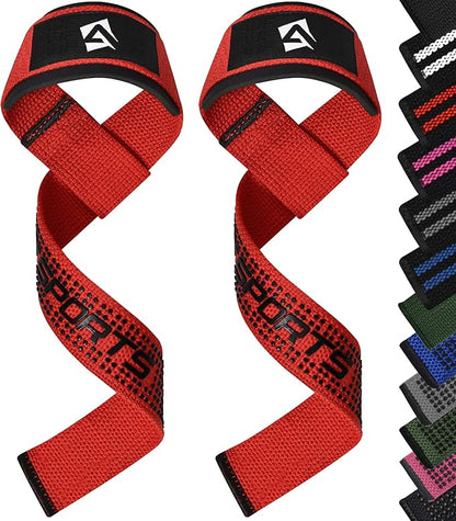 AQF Lifting Wrist Straps for Weightlifting, Powerlifting & Deadlifts – 23” Neoprene Padded Cotton Straps for Strength Training & Gym Workouts - Maximum Grip Support for Men & Women