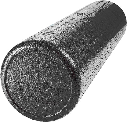 High Density Muscle Foam Rollers by Day 1 Fitness - Sports Massage Rollers for Stretching, Physical Therapy, Deep Tissue, Myofascial Release - Ideal for Exercise and Pain Relief - Solid Black, 24"