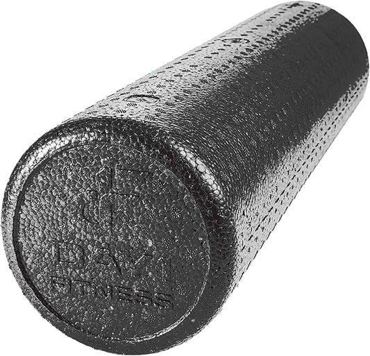 High Density Muscle Foam Rollers by Day 1 Fitness - Sports Massage Rollers for Stretching, Physical Therapy, Deep Tissue, Myofascial Release - Ideal for Exercise and Pain Relief - Solid Black, 24"