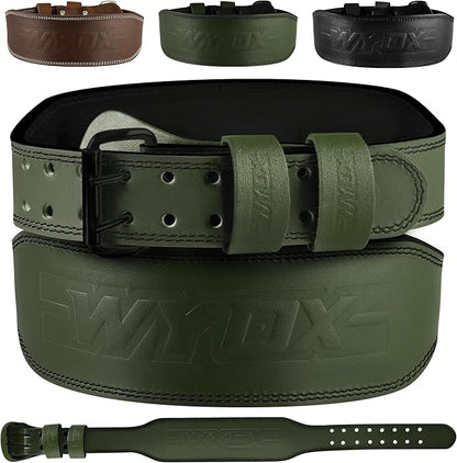 WYOX Weight Lifting Belt for Gym Fitness – Cowhide Leather, 4” Padded Lumbar Back Support lifting Belt, 8 Adjustable Holes, Ideal for Powerlifting, Bodybuilding, Deadlift, Squat & Strength Training