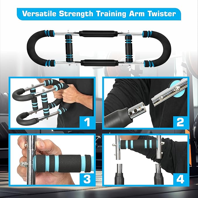 Twister Arm Trainer – Adjustable Chest Expander & Upper Body Workout Bar for Men & Women – Heavy Duty Strength Training Tool for Home Fitness, Muscle Toning & Endurance