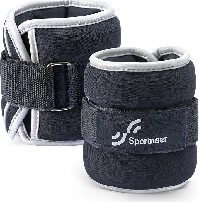Sportneer Ankle Weights Wrist Weights Pair of 1/2/4/6/10 LBS for Men Women Kids Strength Training Wrist and Ankle Weights Set with Reflective Strips for Dancing Running Walking Fitness Workout Gym