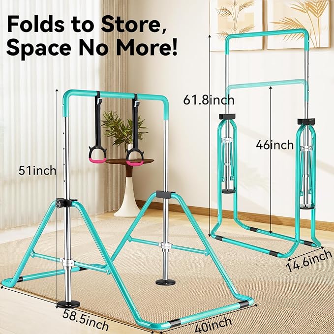 Kids Gymnastics Bar Gymnastic Equipment for Home Adjustable Height Gymnastic Training Bar Gymnastic Stuff for 3-7 Years Old Girls