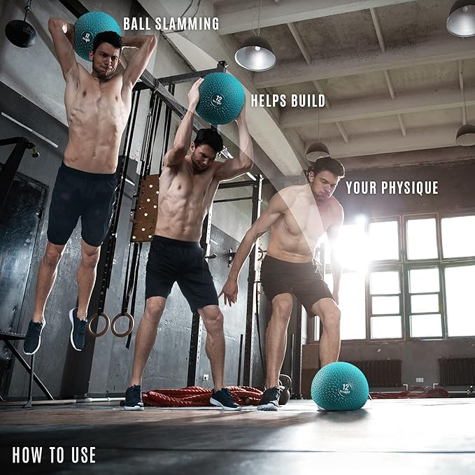 Yes4All Slam Balls, 10-40lb Weighted Ball Weight, Durable PVC Sand Filled Workout Dynamic Slam Ball for Core Strengthen