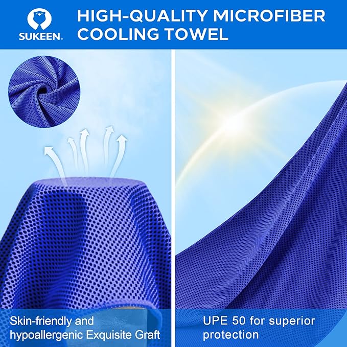Sukeen Cooling Towels (40"x12"), Soft Breathable Cooling Towels for Neck and Face, Sweat Towel Cooling Neck Wraps for Sport, Running, Gym, Camping, Hiking, Fitness, Workout & More Activities