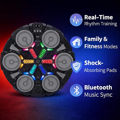 Music Boxing Machine - Bluetooth Wall Punching Pad with LED, Fun Training Equipment for Kids & Adults, Home Boxing Wall Punching Pad with Gloves, for All Ages - Ideal Present by RedRoko