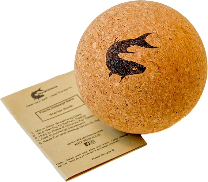 Aquanimous 4" Large Cork Massage Ball Natural Firm Ultra-Light Eco-Friendly Hips, Shoulders, Chest Large Massage Ball