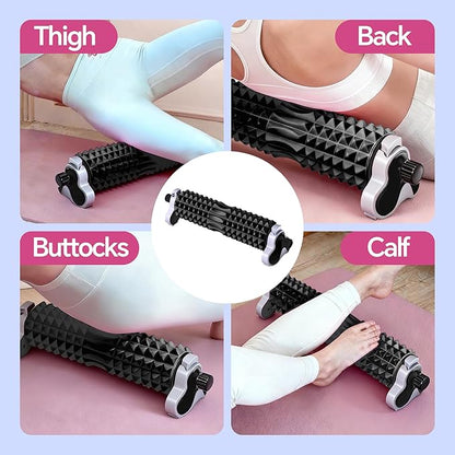 Foam Roller with Detachable Stand, 18” Deep Tissue Massage Roller, 3-Level Height Adjustable Support, Beginner-Friendly Design for Home Workout & Muscle Recovery - Black