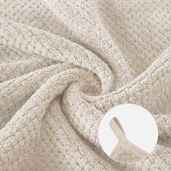 6 Piece Washcloth Set Set,100% Microfiber - Quick Dry, Thick, Soft, Plush and Highly Absorbent Luxury Hotel & Spa Bath Towel for Bathroom, Pack of 6, Khaki