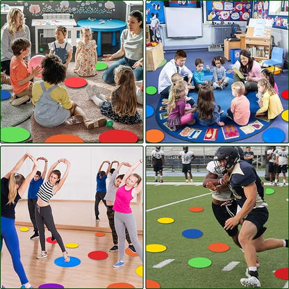 4 inch/9 Inch Colored Poly Spot Marker 12 Pcs, Non-Slip Rubber Agility Markers Flat Field Cones Floor Dots for Football, Basketball Training Markers, Dance Practice and Drills with Flat Cones Points