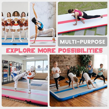 Tuxedo Sailor Inflatable Gymnastics Tumbling Mat Tumble Track Thickness Floor Mat With Electric Air Pump for Gymnastics/Training/Home/Cheerleading/Water/Gym/Yoga